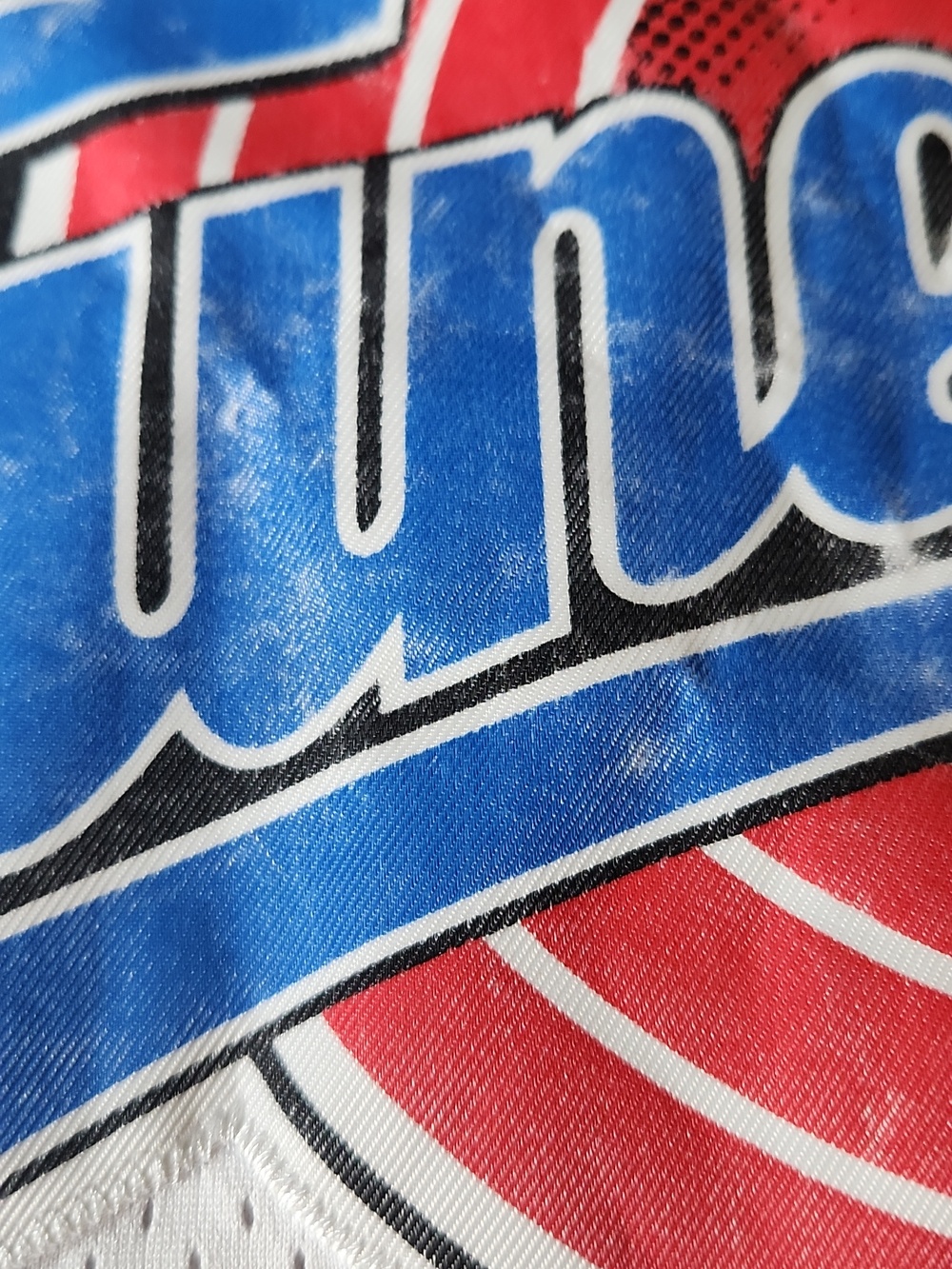 Champion White Tune Squad Basketball Jersey with Red & Blue Accents & JORDAN 23 - Picture 3 of 14
